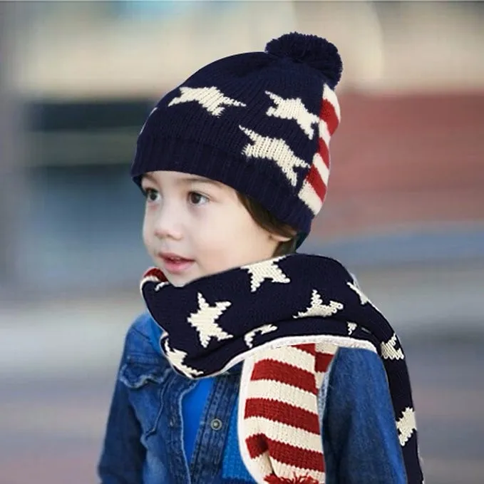 Детская зимняя вязаная шапка, шарф, перчатки Комплекты толстые плюшевые флис теплые Лыжный Спорт Мальчиков Шапка-бини шарфы Зимний