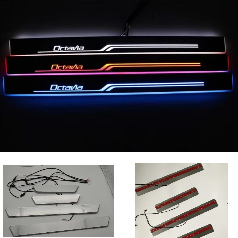 

LED DOOR SILL PLATE COVER WELCOME LIGHTS NERF BARS RUNNING BOARD FIT FOR SKODA OCTAVIA 2007-2012
