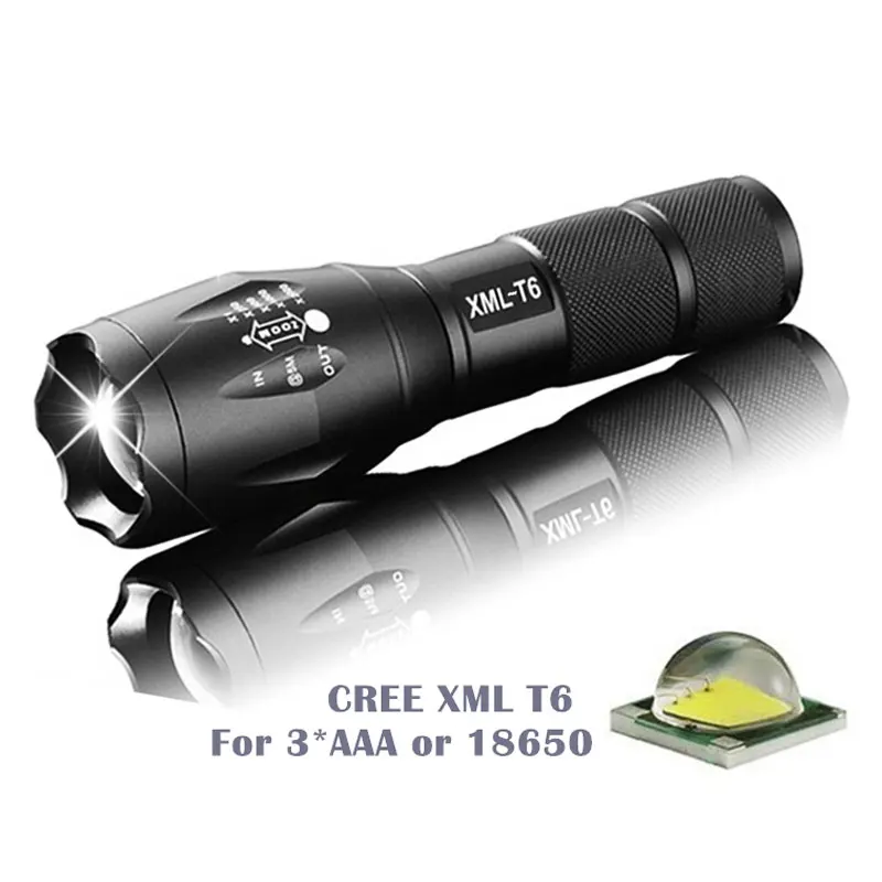 

Ultra Bright Waterproof Hand Torch LED Flashlight CREE XML-T6 6000LM Zoomable Camping Hunting Lamp for Outdoor Bike Light 5 Mode