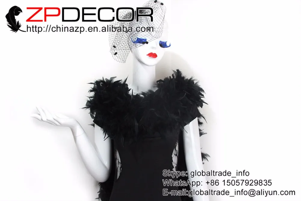 2  150g Black Dyed Fluffy Turkey Chandelle Boas (11)