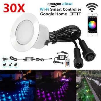

30PCS/lot APP WIFI Music Controller Dimmer Timer 47mm 12V RGB Waterproof Yard Terrace LED Deck Rail Stair Soffit Step Lights