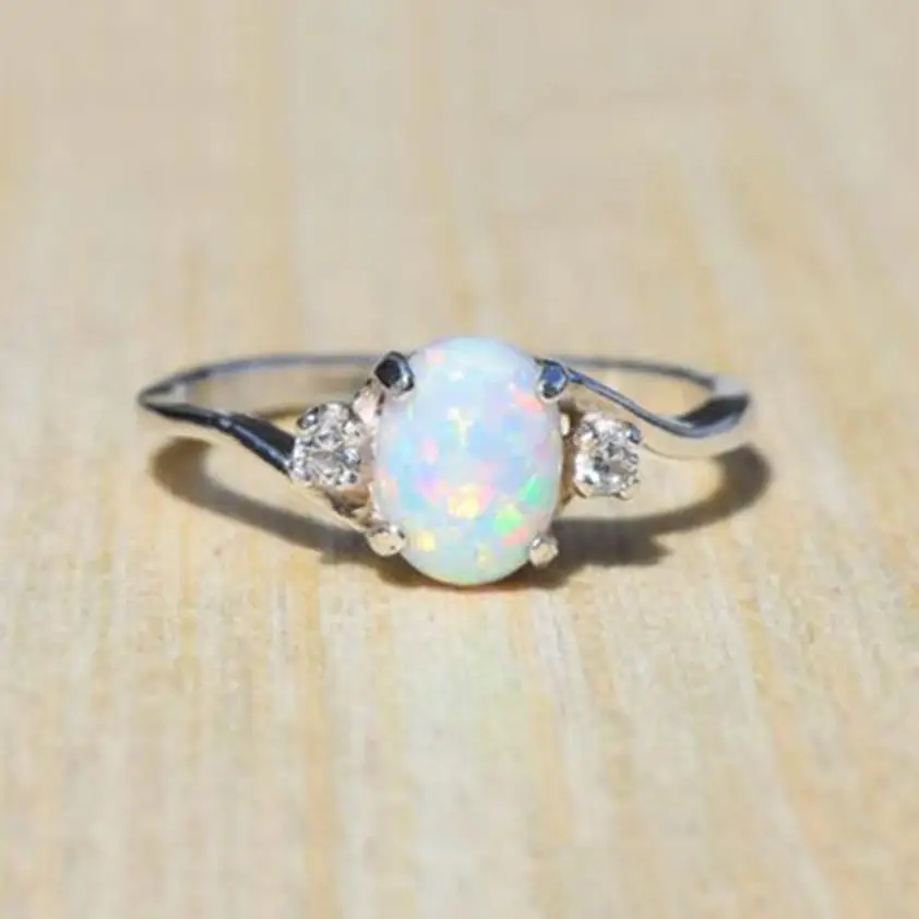 

Exquisite Women's Rings Silver Ring Oval Cut Fire Opal Jewelry Aneis Birthday Proposal Gift Bridal Engagement Ring Anel Trinket