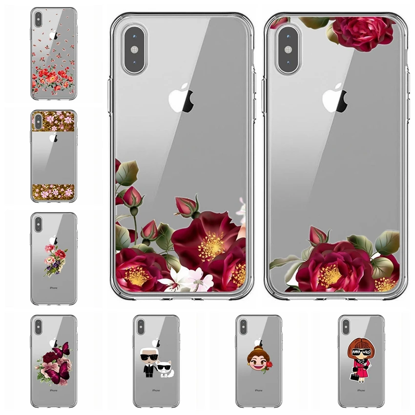 Для iphone 6 6s 6Plus 7 8plus чехол для X XR XS MAX Fundas Ретро цветок Прозрачный мягкий