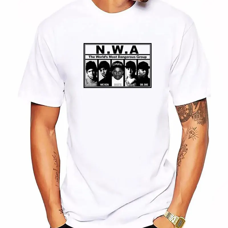 Модная белая футболка из хлопка с круглым вырезом и NWA хип-хоп уличная n.w. a Straight Outta