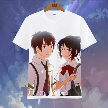 

Kimi no Na wa Your Name T -Shirt New Japan Anime Shirts Tees White Print T-Shirt For Men Women lovers shirt Your Name costume