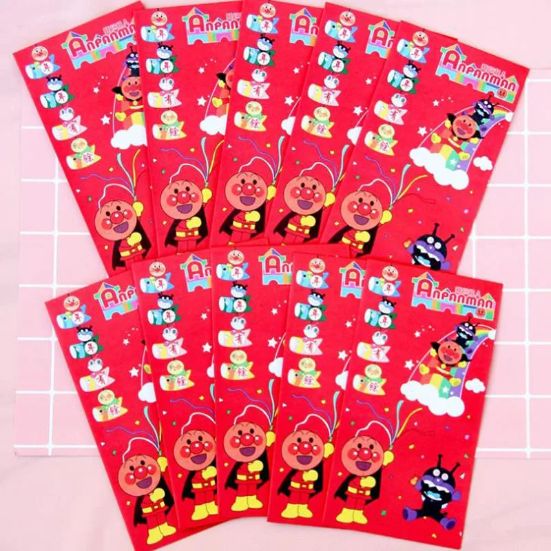 

5 PCS Kawaii Comic Anpanman Chinese Red Rapper New Year's Little Something for Chinese Spring Festival's Gift Red Envelopes