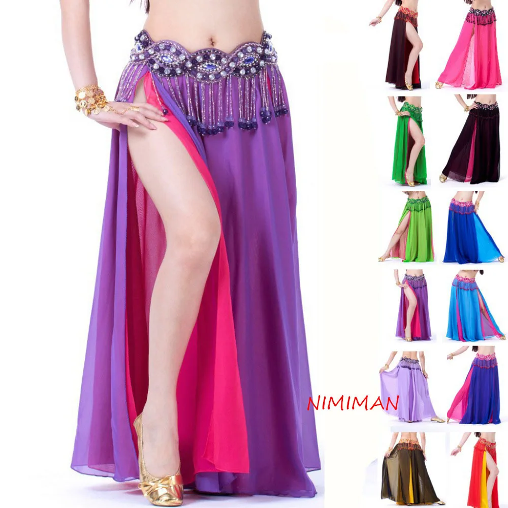 2019 High quality women cheap Egyptian belly dance costume skirt on sale bellydance skirt Double color NMMQ0010