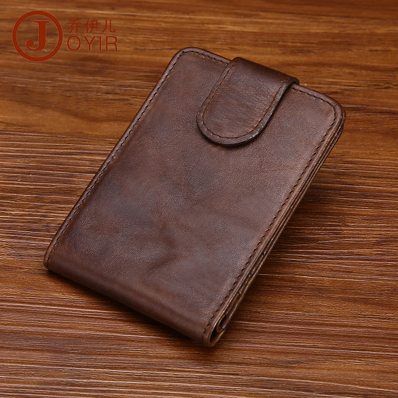 

New Mens Genuine Leather Cowhide Magnet Money Clip Credit Card Case Holder Vintage Slim Wallet Leather Front Pocket Money Clips
