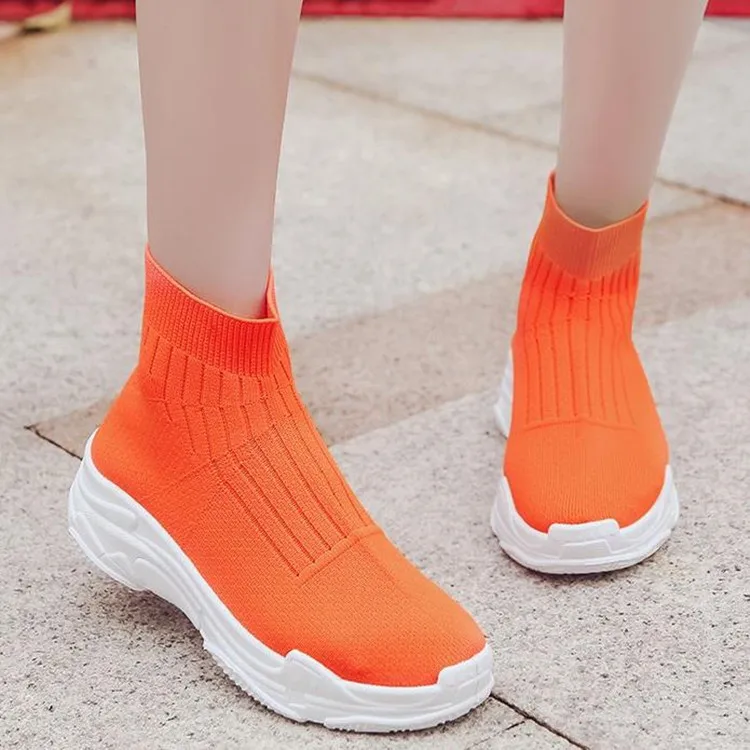 

2019 New Women's Vulcanized Shoes Fashion Tenis Feminino Breathable Mesh Shoes Woman Casual Sock Shoes Women Chunky Sneakers