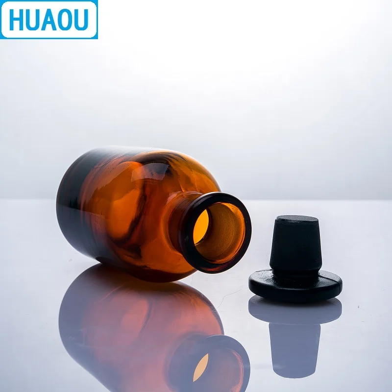 HUAOU 500 мл узкий рот реагент бутылка коричневое Янтарное стекло с заземлением в стеклянной пробкой лабораторное химическое оборудование