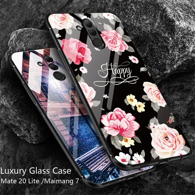 Best Price KDTONG Case sFor Coque Huawei Mate 20 Lite Case Luxury Glass Cover For Huawei Maimang 7 Mate 20 Lite Soft TPU Silicone Edge Case