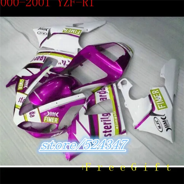 YZF-R1 фиолетовый YZF-1000 00-01 YZF R1 YZF 1000 YZFR1 YZF1000 00 01 2000 2001 фиолетовый комплект белой обшивки