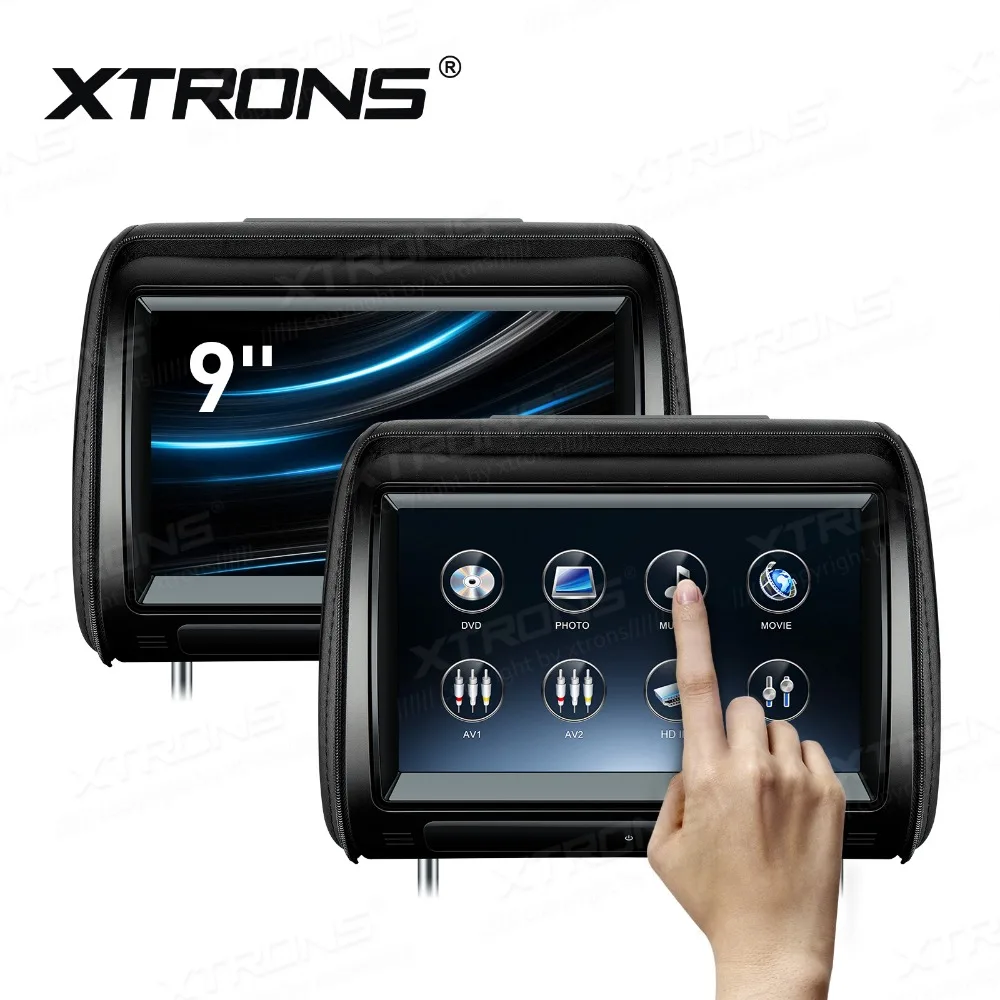 XTRONS 2 шт. 9 ''дюймовый монитор Автомобильный подголовник dvd плеер 1080P видео