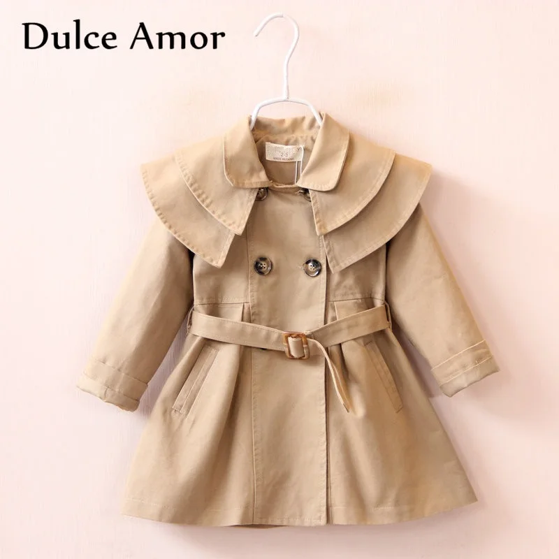 Dulce Amor/куртка для девочек; ветровка г.; Весенний детский плащ; модная верхняя одежда с длинными рукавами для девочек; топы; Одежда для девочек - Цвет: Хаки