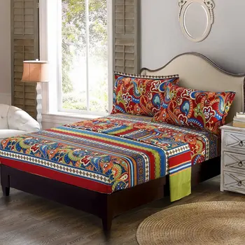 

WINLIFE Colorful Bohemian Bedding Paisley Design Bedroom Set Stripped Bedding