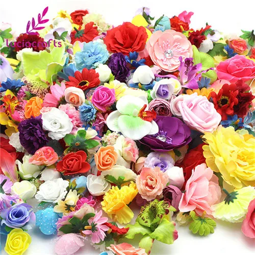 Lucia crafts 50g/lot Random  Artificial Flower Head Wedding Party Home  Decor Supplies A1001 