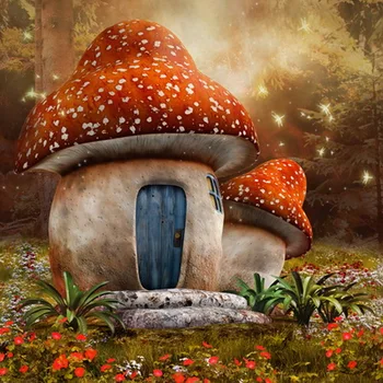 

fantastic mushroom photography backdrop studio newborn&pet photography backdrop cartoon background D-1514