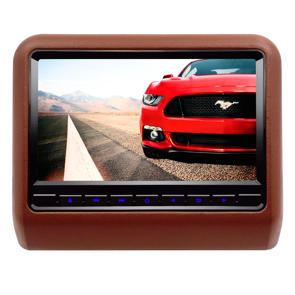 2x9 дюймов кожаный подголовник автомобиля dvd плеер видео монитор с двумя ИК