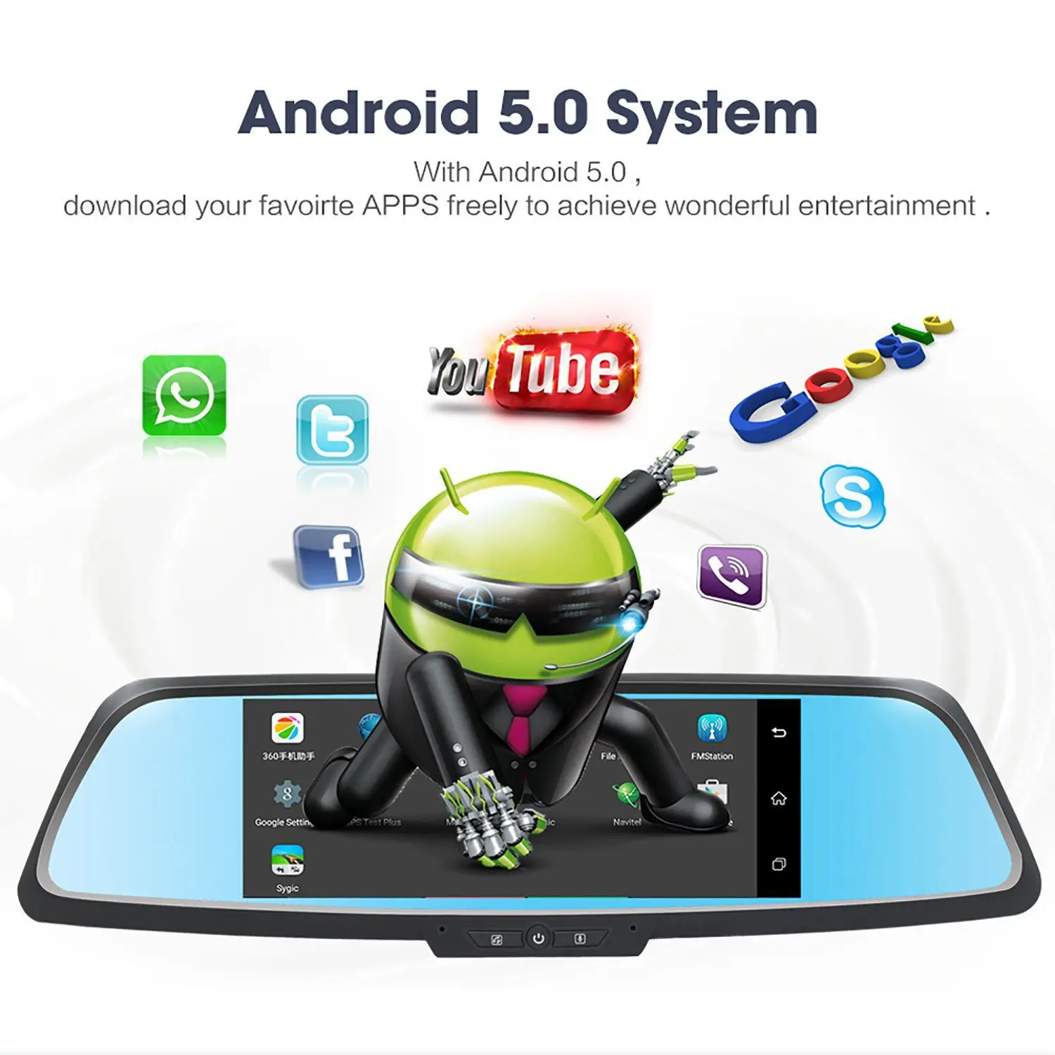  Mode 7 zoll FHD 1080P Android 5.0 3G & WIFI GPS Navigation Auto Dvr Kamera mit Dual objektiv Dash b
