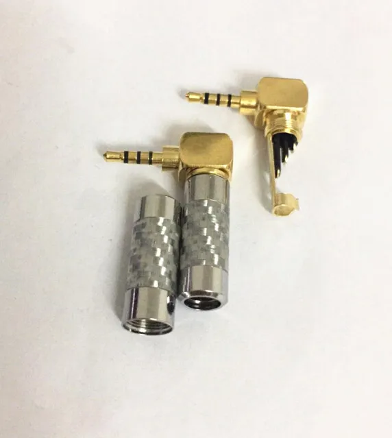 gold plated 3 5mm 4 Pole 90 degree Male Plug DIY headphone adapter L Shape Audio Connector solder for 6mm tail hole 8pcs