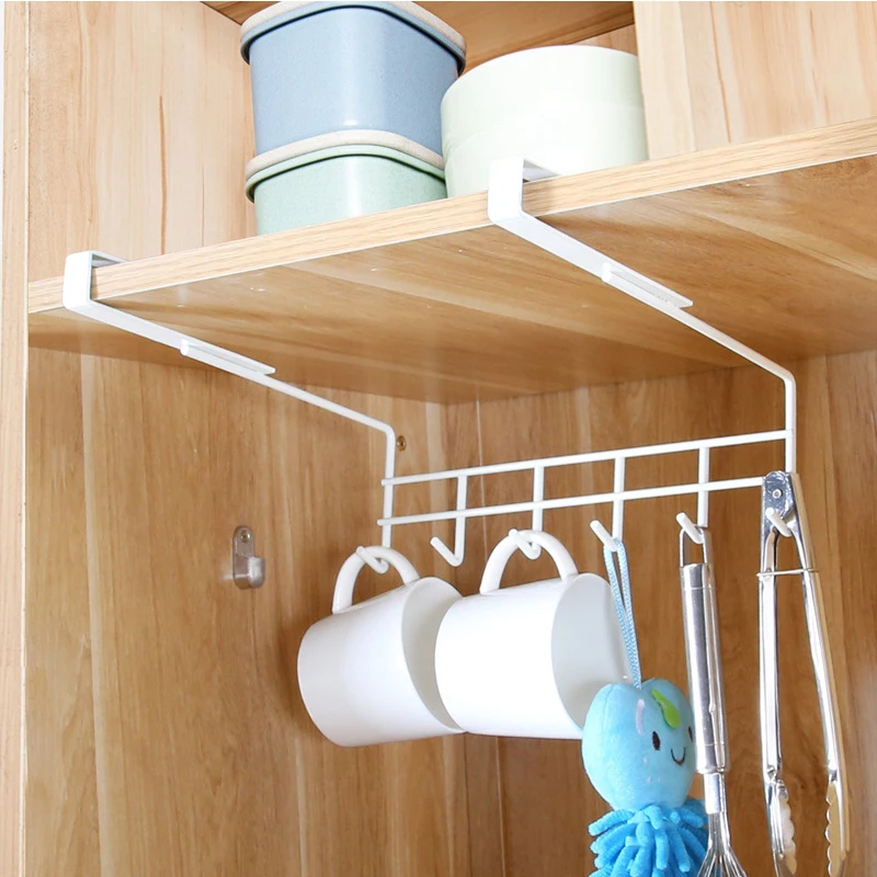 6 Hooks/PCS Multifunctional Cupboard Hanging Hook Shelf Dish Hanger