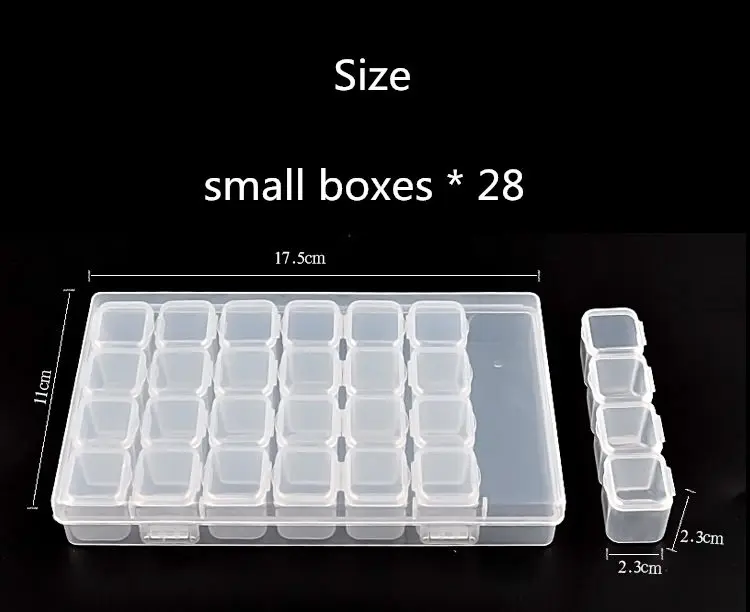 28 slots Diamond Painting Rhinestone Storage Box Nail Art Plastic Case Rings Accessories Display Container Organizer