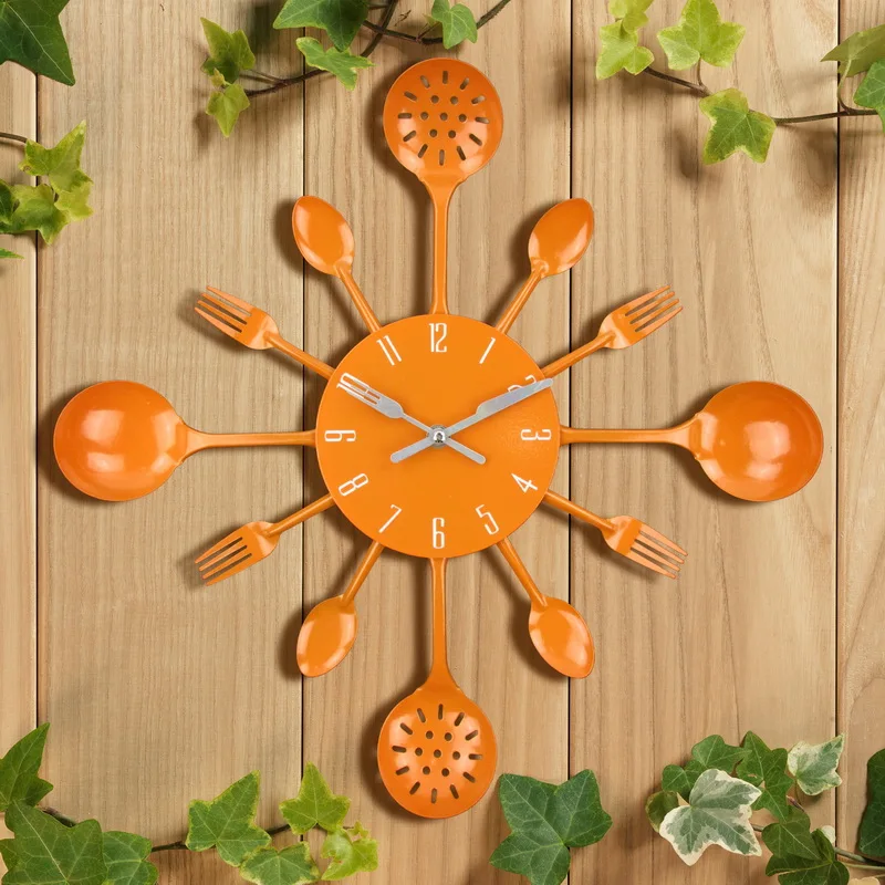 Colorful Design Promotion Digital Kitchen Wall Clock Fork Spoon Kitchen