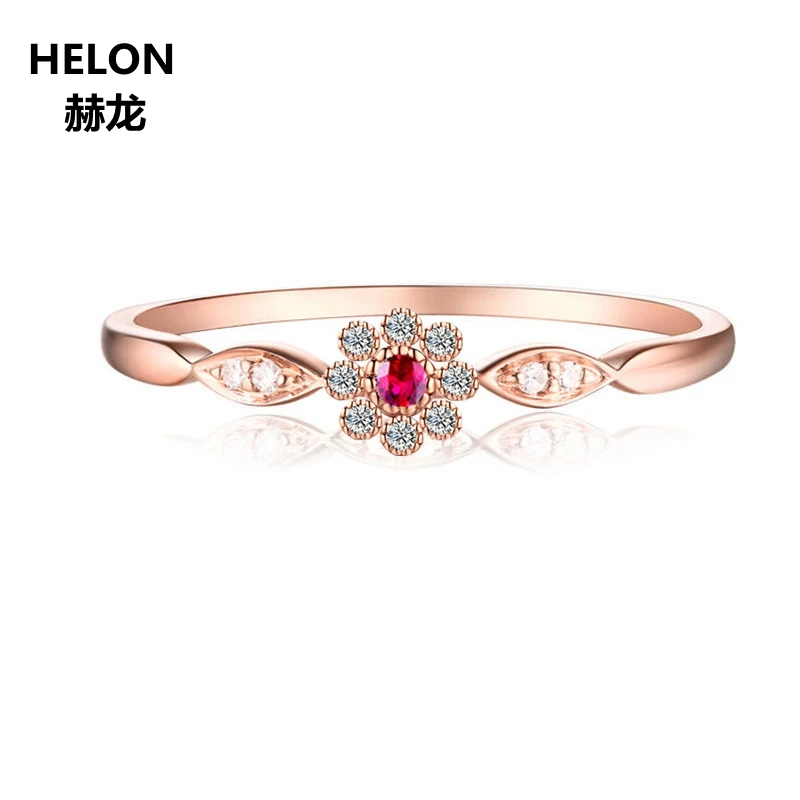 Cute Romantic Women Party Fine Ring Solid 10k Rose Gold Natural Diamonds Ruby Engagement Wedding Ring Cute Romantic Women Party Fine Ring Solid 10k Rose Gold Natural Diamonds Ruby Engagement Wedding Ring