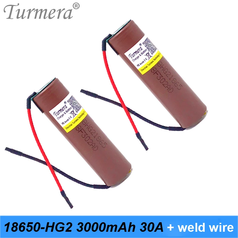 Turmera для HG2 18650 3000mAh перезаряжаемый аккумулятор электронных сигарет