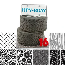 6 stücke 7×10 “Fondantkuchen Formen Manly Textur Blatt Cupcakes Eindruck Matten Getriebe Reifen Triead Geformt Kuchen dekorieren Tools
