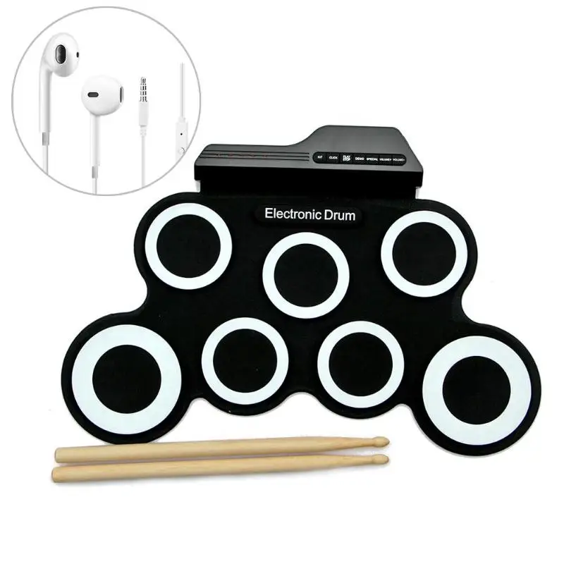 

Baby Hand Drum Toy Musical Instrument Roll Up Drum Electronic USB Digital Pad Kit Musical Practice Instrument