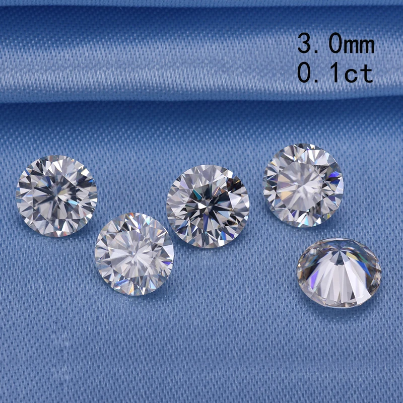 Пропустите Алмазный тестер 3 0 мм 0.1ct круглый DEF белый цвет блестящий Ограненный