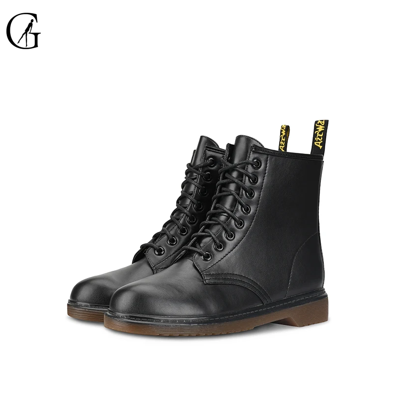 

GOXEOU 2019 Winter New Fashion Lady Martin Boots Black Brown Lace-Up Outdoor British Style Western Women's Casual Boots