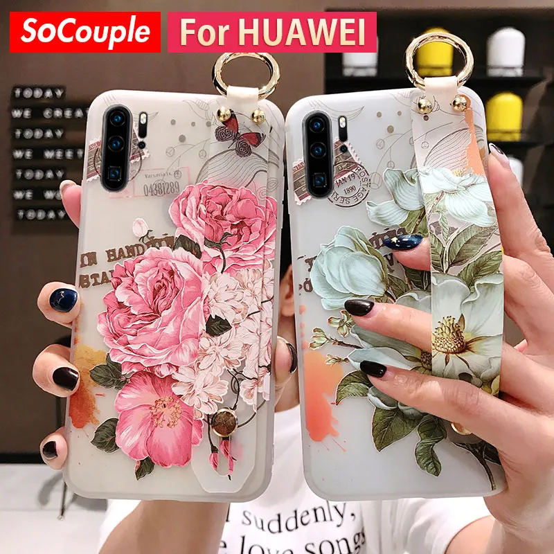 SoCouple для Huawei P30 P20 Lite Pro Mate 20 10 30 Honor Nova 3i 5i pro мягкие силиконовые чехлы с ремешком на