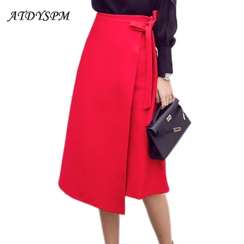 

Plus Size High Waisted Skirt For Women Bow A-Line Skirts Fashion Irregular Loose Office Skirts Ladies Streetwear Casual Skirts