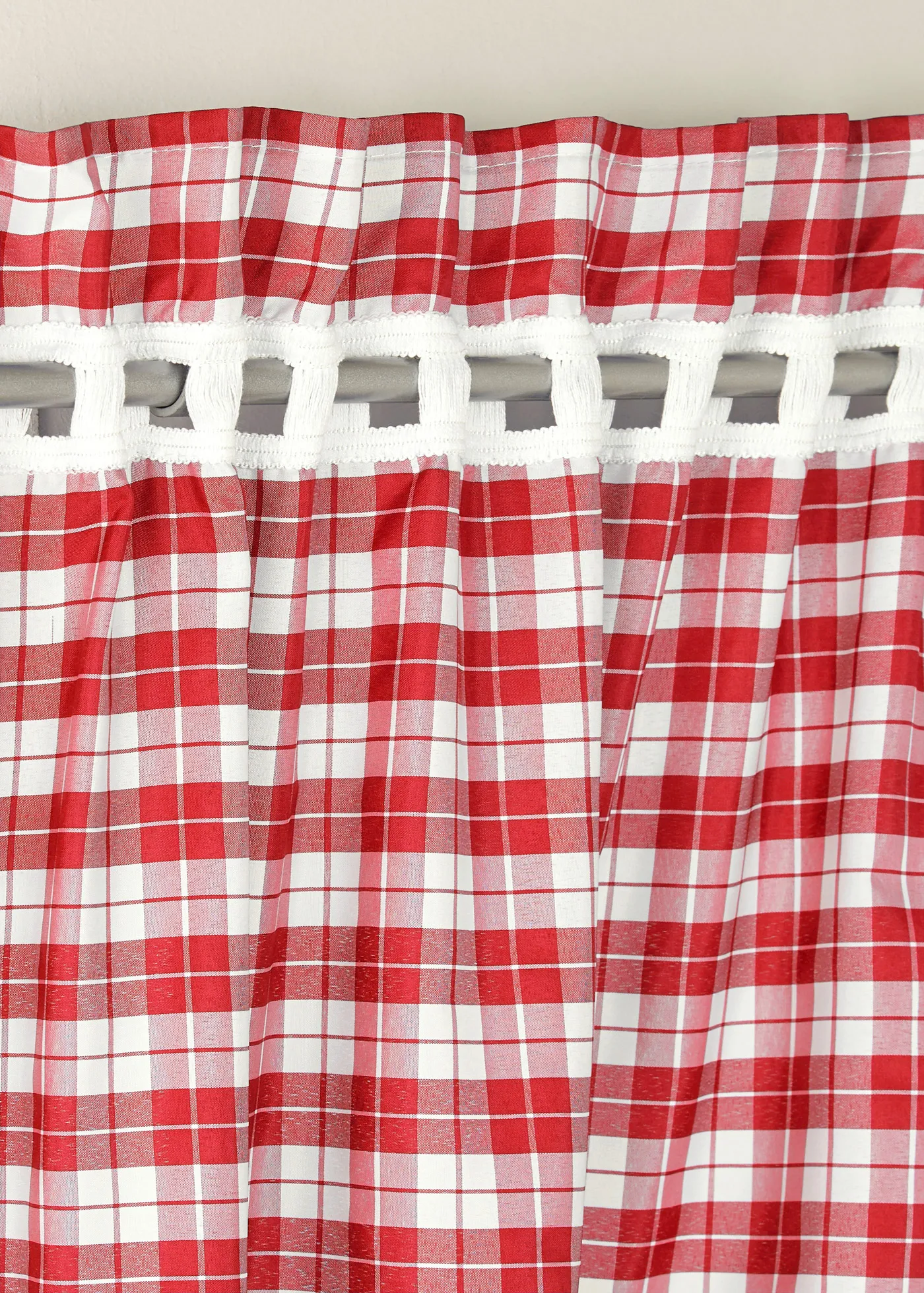 Pastoral Red/ Blue Plaid Short Curtains for Kitchen Window Treatments Kids Room Curtains for Bedroom Living Room Roman Blinds