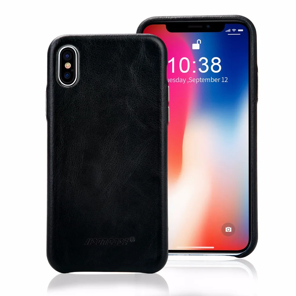 Jisoncase, чехол из натуральной кожи, чехол для iPhone X/XS, роскошный бренд, Винтажный чехол для телефона, тонкий дизайн, удобная металлическая кнопка, новинка