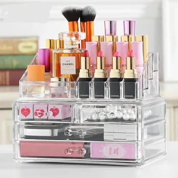 

Home Storage & Organization makeup organizer Home Office Transparent acrylic multilayer drawer Desktop Cosmetics organizer 2018