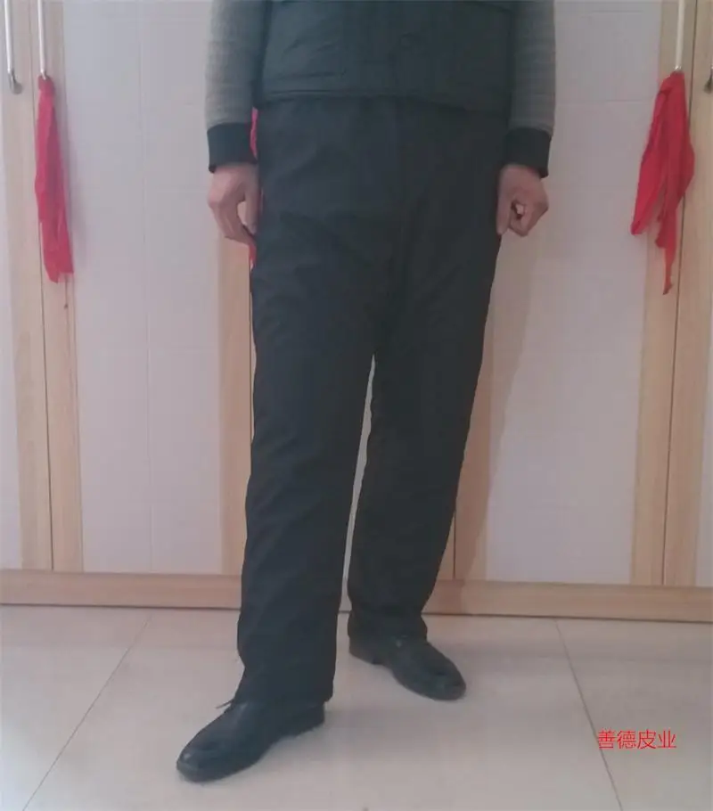 Winter sheepskin fur pants men thick warm 100 real wool trousers, a