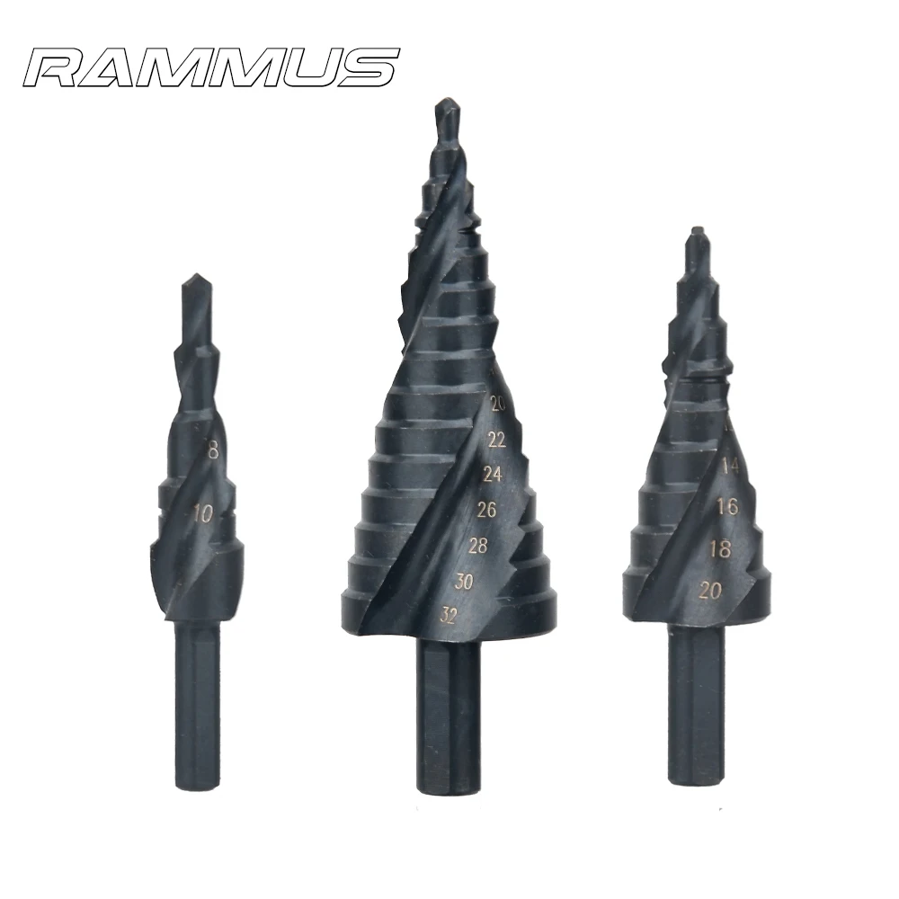 3pcs 4-32MM HSS Cobalt Step Nitrogen High Speed Steel Spiral Metal Cone Drill Bit Set Woodworking DIY Hole Saw Cutter Power Tool |