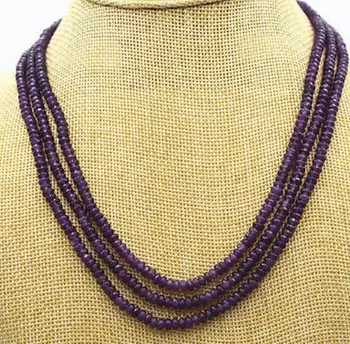 

free shipping GENUINENATURAL 3 Rows 2X4mm FACETED GREEN ABACUS BEADS NECKLACE17-19" AA
