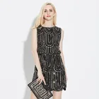 Save 9.72 on New Style Spring Summer Dress Women O-Neck Sleeveless Paillette Sequins Party Mini Dresses Femme Vintage Dress Slim Vestido