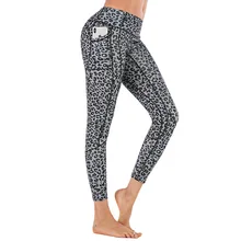 Женские колготки с леопардовым принтом, с боковыми карманами, облегающие колготки, облегающие бедра, в форме любви, леггинсы дышащие для йоги, для фитнеса, для упражнений, длинные штаны для девочек