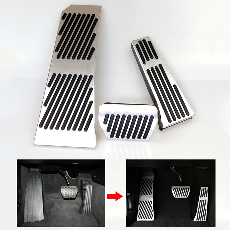 

No Drill Gas Brake Footrest Pedal Plate Pad For BMW New 5 6 7 series GT Touring X3 X4 Z4 Aluminum alloy gas brake pedal LHD AT