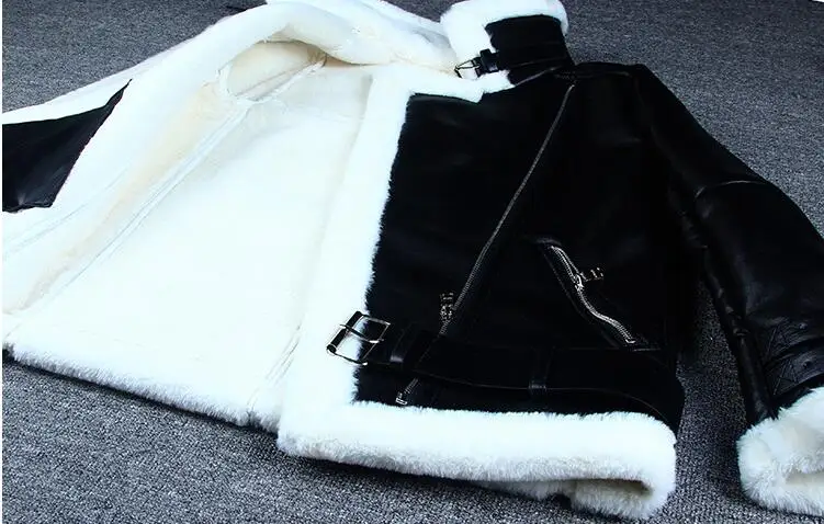 Женское модное зимнее меховое пальто высокого качества из овечьей шерсти, мотоциклетная куртка, куртка-бомбер