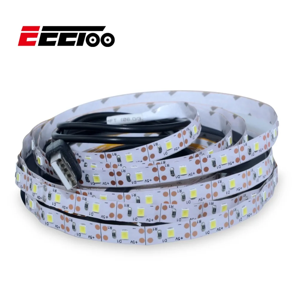 EeeToo 0 5 м 1 2 Светодиодные ленты света USB DC5V e лента теплый белый/белый SMD2835