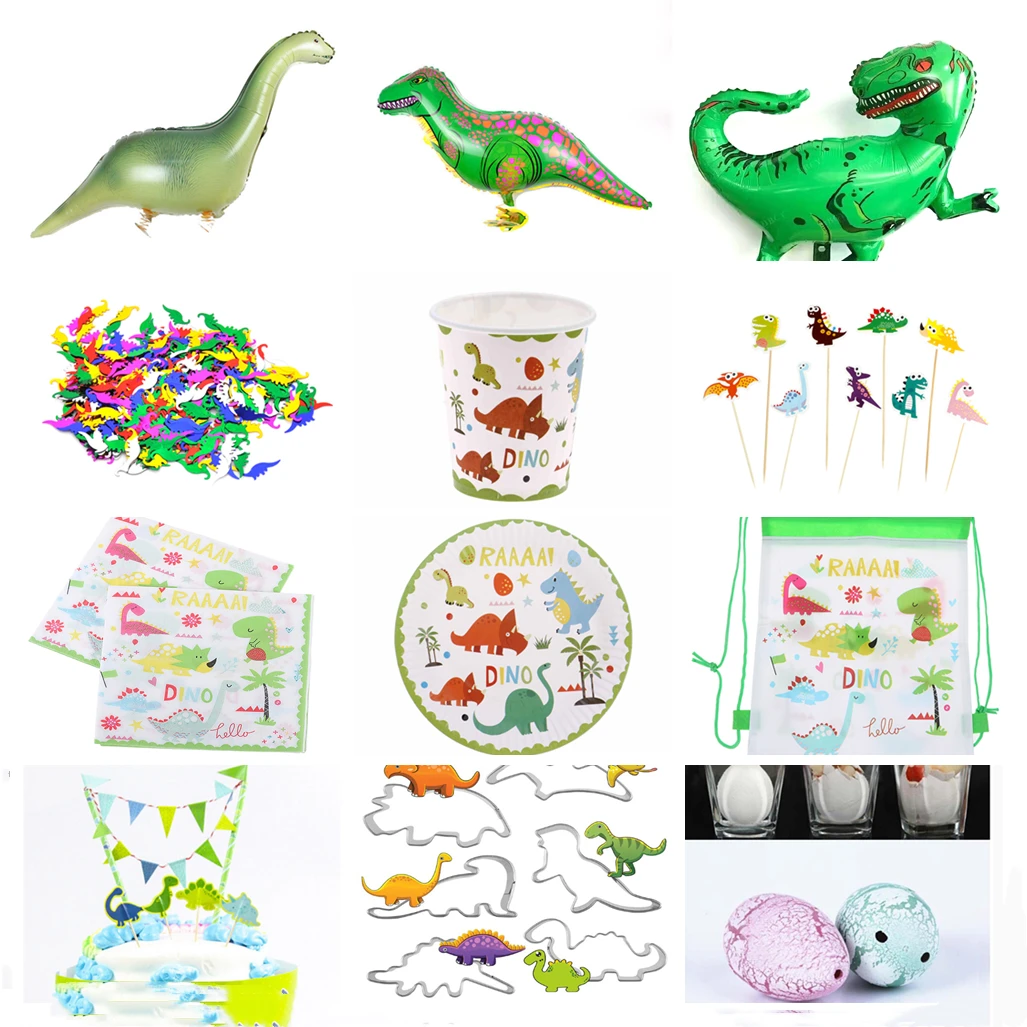 

Dinosaur Party Set Dinosaur Banner Garland Giant Balloons Cake Topper Tattoo Sticker Dino Themes Event Party Supplies for Boys