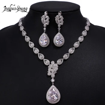

Luxury Flower Shape Zirconia Gold Color Jewellery Set for Women Gift Set Bohemian Wedding Indian Jewelry Sets