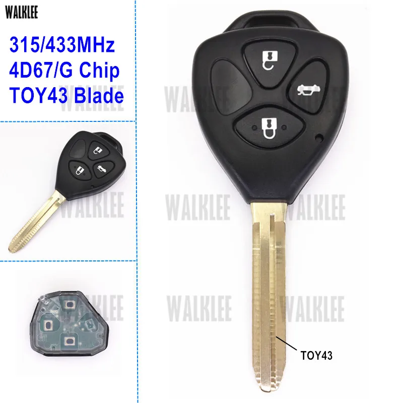 Автомобильный Дистанционный ключ WALKLEE работает для Toyota Corolla Camry Prado RAV4 Yaris Vios