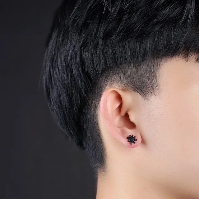 Earings Fashion Jewelry Black Stud Earrings Men Punk 316l Earings Fashion Jewelry Black Stud Earrings Men Punk 316l Stainless Steel Hip Hop